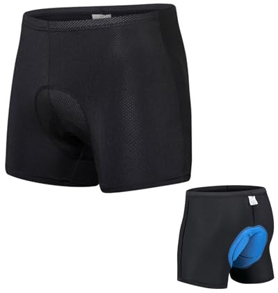 Fiohiros 3D-gepolsterte Radhose für Jungen, gepolsterte Radhose für Jungen, Alter 6–14 Jahre, atmungsaktiv, schwarz, Fahrradunterhose für Mountainbike, schnelltrocknend, Schwarz , 10-12 Jahre