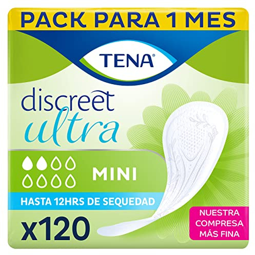 TENA Discreet Ultra - 120 Einlagen im Monatspaket (6 x 20 Stück), einzeln verpackt - Hygieneeinlagen für Frauen - bei leichter Blasenschwäche, Inkontinenz und bei Tröpfchenverlust