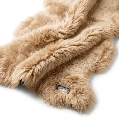 LANAMED Lammfell Hell-Beige 95cm Premium Echtes Fell vom Lamm Schaffell Geschenk-Qualität Besonders Zart und Hautverträglich