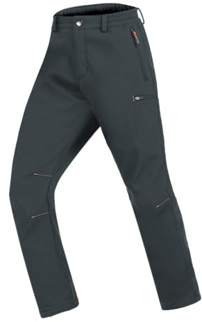 Zoofly Kinder Skihose Gefütterte Softshellhose Atmungsaktiv Winddicht Winter Schneehose Jungen Thermohose Mädchen Warm Outdoorhose Wanderhose Kinder Snowboard Hosen Grau 164-170