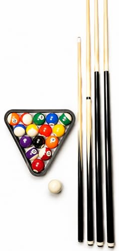 John West Billard Einsteiger Set mit 4 Queues, Pool Billardkugeln 57 mm und Triangel, Poolbillard Komplettset für Familien, Kinder und Freizeitspieler