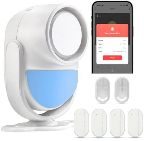 GALOOK Alarmanlage mit Tür Fenster Sensor & APP, WiFi PIR Bewegungsmelder Alarm mit 2 Fernbedienung, Alarmanlage Haus, Wohnung, Wohnmobil, Garage, Geschäfte, Büros, Auto, Gartenhaus, 120dB