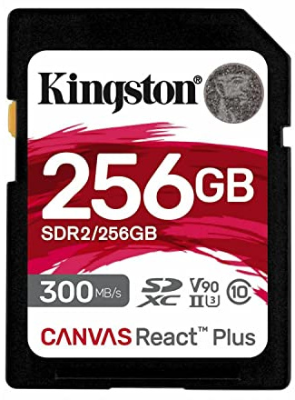 Kingston Canvas React Plus 256GB SDXC Speicherkarte UHS-II 300R/260W U3 V90 for Full HD/4K/8K - SDR2/256GB