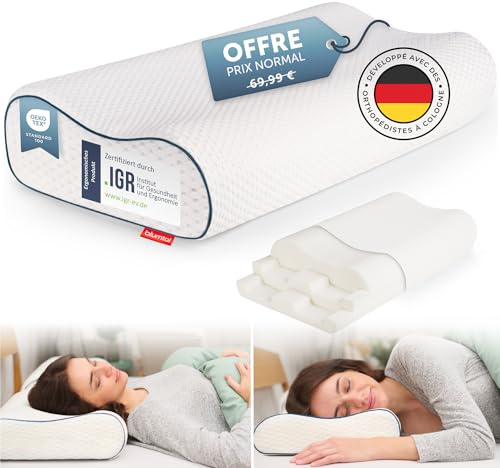 Blumtal Nackenstützkissen - Orthopädisches Kissen - Memory Foam Kissen - Oeko-TEX zertifiziertes Kopfkissen Nackenschmerzen - ergonomisches Kopfkissen Seitenschläfer - Nackenkissen Bett - Neck Pillow