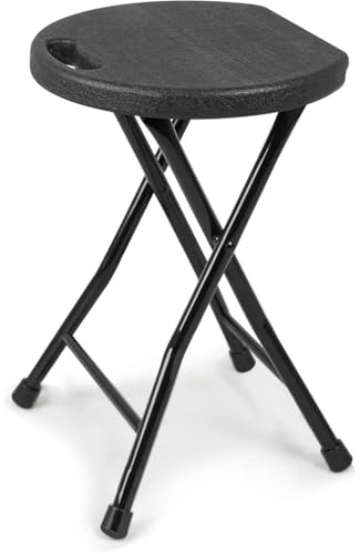 Creperture Klapphocker mit Tragegriff, Tragbarer Klappbarer 150 kg Tragkraft Faltbarer Hocker mit rutschfeste Füße für Innen- und Außenbereich, Garten,33 cm L x 29,2 cm B x 46 cm H,Schwarz