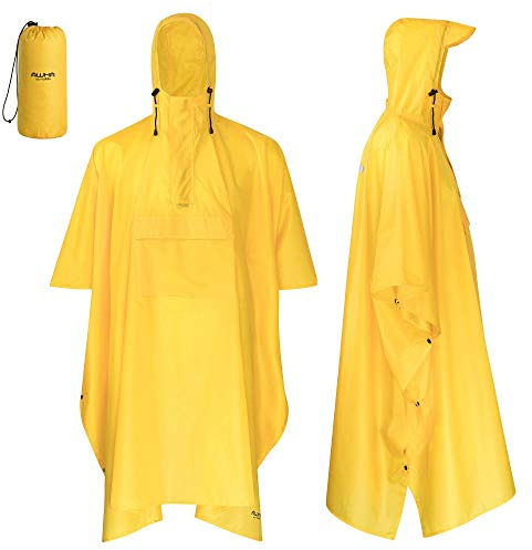 AWHA Regenponcho Damen und Herren wasserdicht und extra lang zum Wandern, Reiten, Fahrrad fahren - Outdoor Regenschutz wiederverwendbar mit Tasche