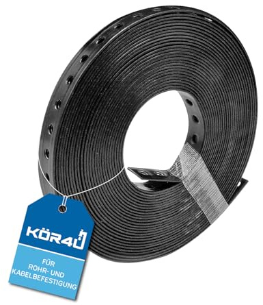 kör4u Montagelochband 19mm x 10m, Lochband kunststoffummantelt und flexibel, Montageband zur Befestigung von Kabeln, Rohren und Leitungen