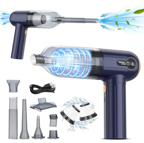 Handstaubsauger, 15000 Pa Leistungsstarker Handstaubsauger Akku, 4 In 1 Leichtes Staubgebläse & Staubsauger, Led Display, USB Wiederaufladbarer Mini Staubsauger Für Auto, Haus & Tierhaar Reinigung