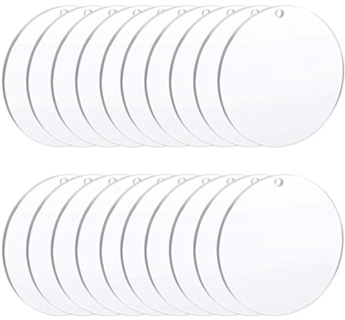 20 Stück Klare Acrylplatte, Acrylscheibe Transparent, Rund Acryl Scheibe, Geeignet für Kuchenherstellung, Produktpräsentation, Hochzeits und Partybeschilderung(10cm)