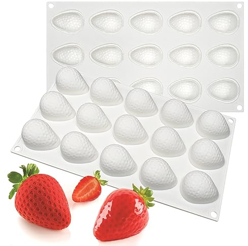 mostsom 3D-Erdbeer-Silikonform, 15 Mulden, halbe Erdbeerform, Schokolade, Süßigkeiten, Kekse, Küchenutensilien