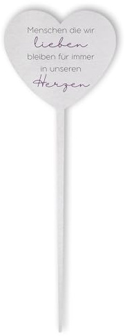 Dolorino Grabstecker Edelstahl Herz mit Spruch | Menschen die wir lieben bleiben für immer in unseren Herzen | Grabschmuck | eine wetterfeste Erinnerung aus Edelstahl | 28cm
