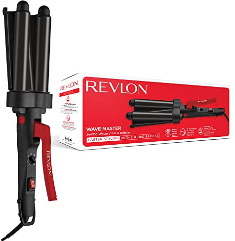 Revlon Hair Tools Revlon Wave Master Jumbo-Welleneisen (Design mit drei Jumbo-Stylingplatten, Turmalin-Keramikbeschichtung, 30 Temperatureinstellungen bis zu 190° C) RVIR3056UKE