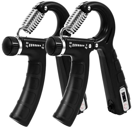 KiwiPower 2-er Griffkraft Trainer Pack von 5kg bis 60kg - Handtrainer Set für Finger, Hände und Unterarme - Finger Trainer mit integrierter Zählfunktion