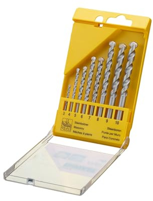 Dewalt 8-teiliges Steinbohrer-Set DT9288 (Größen: 3, 4, 5, 6, 7, 8, 9 und 10 mm, für Mauerwerk, in einer praktischer Kunststoffkassette)