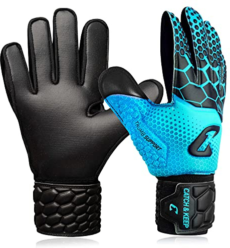 CATCH & KEEP Torwarthandschuhe Kinder Größe 7 - Kralle Junior Pro 3.0 mit Dragon Grip - Fußballhandschuhe mit Extra Daumenstütze, Handgelenksbandage & Punching Zone
