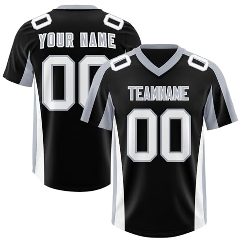 Generisch Football Trikot Herren, Personalisiert American Football Spieltrikots Mit Name Nummer Personalisierte T-Shirt Für Kinder Erwachsene Junge Mädchen Herren Damen Footballs Shirt (4)