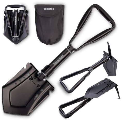 Semptec Urban Survival Technology Kombiklappspaten: 7in1-Kombi-Klappspaten mit Säge, Spitzhacke, Axt, aus Carbonstahl (Outdoor Klappspaten, Trekking, EIS)