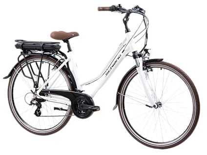 F.lli Schiano E-Ride, E Bike Trekking 28 Zoll, 36V 10.4Ah Abnehmbarer Akku, Motor 250W 40Nm, Trekking EBike für Herren/Damen, Weiss