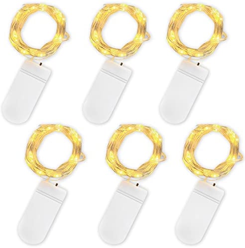 Jsdoin LED Mini Lichterkette mit Batterie, 6x20er Micro Lichterkette außen Batterie, 2M DIY kleine Lichterketten Wasserdicht für Party Hochzeit Weihnachten Beleuchtung Deko (Warmweiß, 6 Pack)