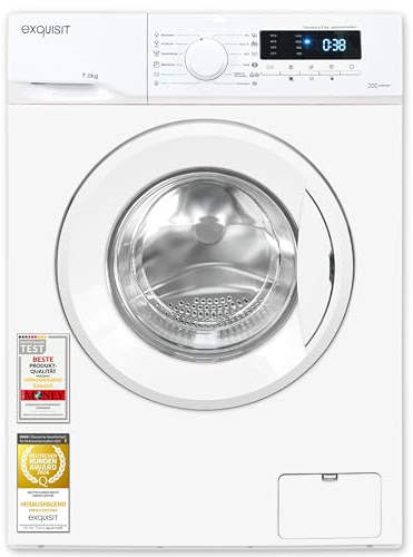 Exquisit Waschmaschine | 7 kg Nennkapazität, Energieeffizienzklasse A, 1400 U/Min, 76 dB(A) | kompakte Bauform, 12 Programme, Eco 40-60, Kurzprogramm, Startzeitverzögerung | WA57014-020A weiss