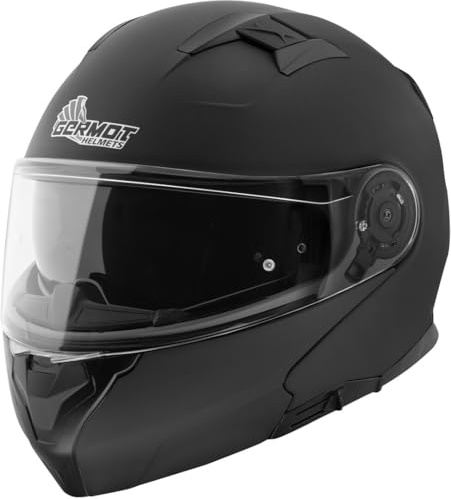 Germot GM 970 Klapphelm schwarz matt ECE 22.06 mit Sonnenblende und P/J Homologation, XL 61/62