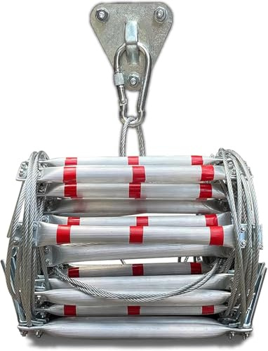 Strickleiter,Strickleiter Rettungsleiter,Aluminiumlegierung,Feuerleiter,Notausgangsleiter,Sicherheitsleitern,Schwer Entflammbare Feuerfeste Rettungsleiter,Tragfähigkeit bis zu 420 kg (10m)