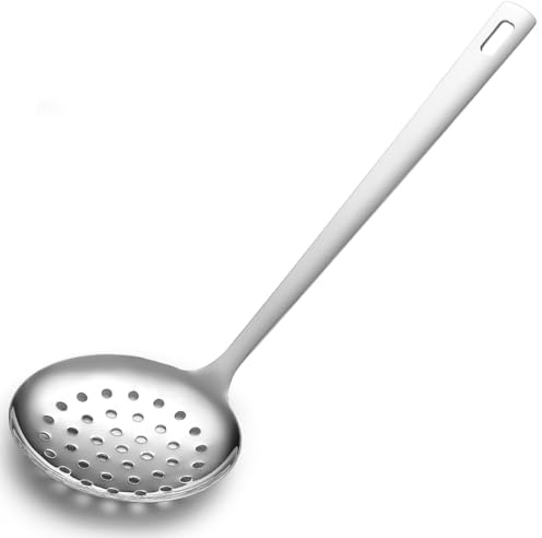 Berglander Küchen-Schöpflöffel mit Löchern – Edelstahl-Spinnenstrainer zum Abseihen von Pasta/Kochen/Frittieren, Widerstandsfähiges Rostfreies Küchenutensil Schöpflöffel