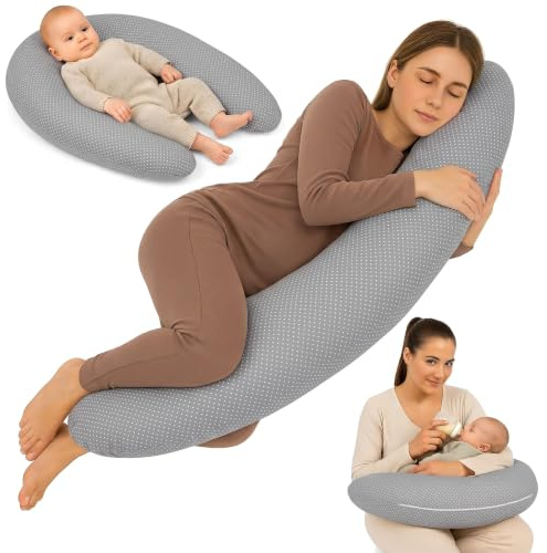 Totsy Baby Stillkissen XXL Schwangerschaftskissen 190 cm - Pregnancy Pillow Body Pillow Seitenschläferkissen Schlafkissen Lagerungskissen Kissen mit Bezug aus Baumwolle Oeko-Tex