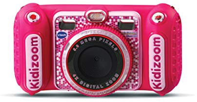 VTech - KidiZoom Duo DX Rosa, Digitalkamera für Kinder, 10-in-1, Foto, Selfie, Video, Farbdisplay, MP3-Player, Kopfhörer, Geschenk für Kinder von 3 Jahren bis 12 Jahren – Inhalt auf Französisch