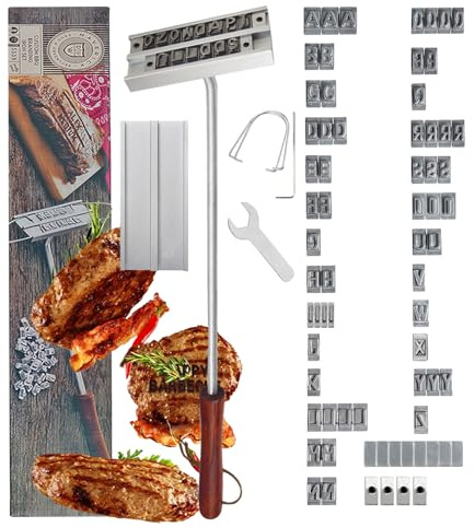 MKNZOME Brennstempel für Holz, Brandeisen für Holz mit Austauschbaren Buchstaben BBQ Grill Brandeisen Personalisiert zum Branding von Steaks, Burgern, Hühnchen, Fleisch