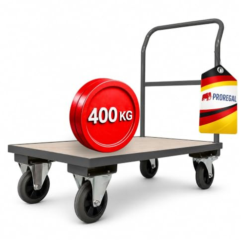 PROREGAL Transportwagen Handwagen Materialwagen | HxBxL 102x60x98cm | Traglast 450kg | Grau