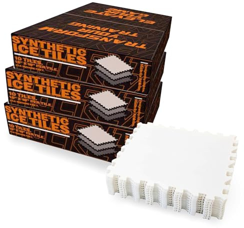 Potent Hockey Training - Skate-able Synthetic Ice Tiles [10-Pack] - Premium Quality Dryland Flooring Tiles (18”x18”) - Backyard Expandable Artificial Rink - Feels Like Real Ice - Train Anytime