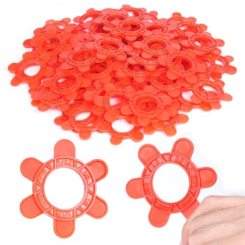 200 Stück wiederverwendbare sechseckige Fliesenabstandshalter, 6 Größen in 1, mehrfarbige Ausgleichsscheiben (1 mm, 1,5 mm, 2 mm, 2,5 mm, 3 mm, 5 mm),schnelle Demontage (200 Stück, rot)