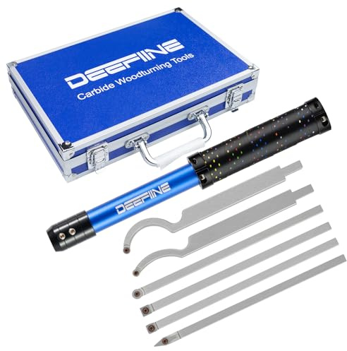 DEEFIINE Drechseleisen Set mit Hartmetall-Schneidplatten, verstellbare Drechselmesser, Drechselwerkzeug-Satz für Holz(7PCS)