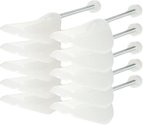 Incutex 5 Paar Schuhspanner variabel Größe 38-44, Schuhformer aus Kunststoff, Schuhstrecker für Damen und Herren, transparent-weiß