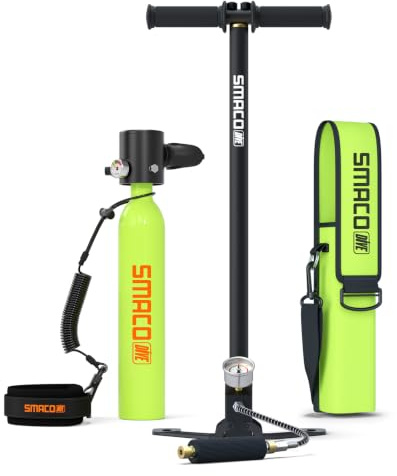 SMACO S300 Mini Tauchflasche, 0,5L Tragbare Taucherflasche | Kleine Aluminium-Ponyflasche für Freizeittauchen, Bootsreinigung, als Luftreserve und für den Strandurlaub