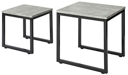 SoBuy 2er-Set Couchtisch Beistelltisch, grau | Praktisches Tisch-Set für Wohnzimmer, platzsparend und vielseitig, FBT42-HG