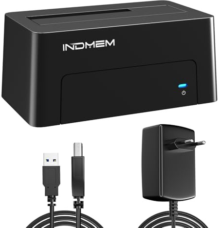 INDMEM SAS to USB 3.0 Adapter, SAS/SATA Hard Drive Reader Enclosure Docking Station for 2.5/3.5 inch HDD SSD with 12V/2A Power Adapter