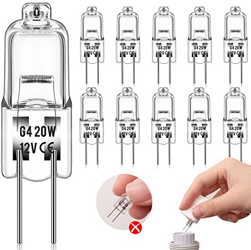 Unnderwiss halogenlampen （10 Stück） halogen leuchtmittel 12V 20W 2800K G4 Glühbirne Warmweiß Dimmbare Halogenbirne Als Ersatz für Kristallkronleuchter, Schilderleuchten, Küchenbeleuchtung usw.