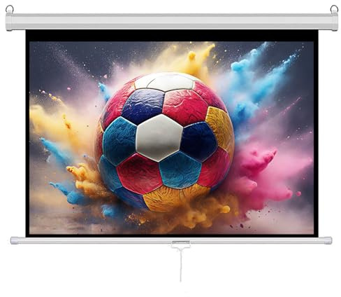 INMOZATA Leinwand Beamer Rollo 234cm, Bild 221 x 124 cm(100 Zoll), Format 16:9, Deckenmontage & Wandmontage Projektor Leinwand für Heimkino Büro Treffen Schule Präsentationen-Weiß Gehäuse