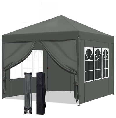 FANPAT Pop Up Faltpavillon 3x3 mit 4 Seitenwänden | One‑Touch Aufbau – alleine & ohne Werkzeug | Wasserdicht & Atmungsaktiv, UV‑Schutz 99% (UPF 50+) | Platz für 6–8 Personen | Schwarz