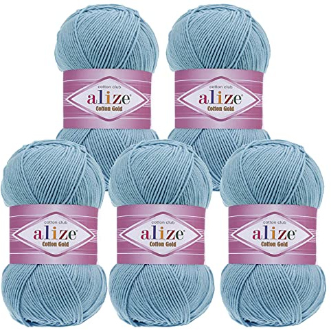 5 x 100g Strickgarn Alize Cotton Gold Uni Klassikgarn Häkelgarn Strick-Wolle Farbwahl