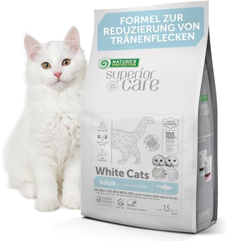 NATURE'S PROTECTION Katzenfutter Superior Care getreidefrei, Trockenfutter für weiße Katzen, mit wertvollem Hering, für ausgewachsene Katzen Aller Rassen, Trocken Futter Cat Katze 1,5 kg.