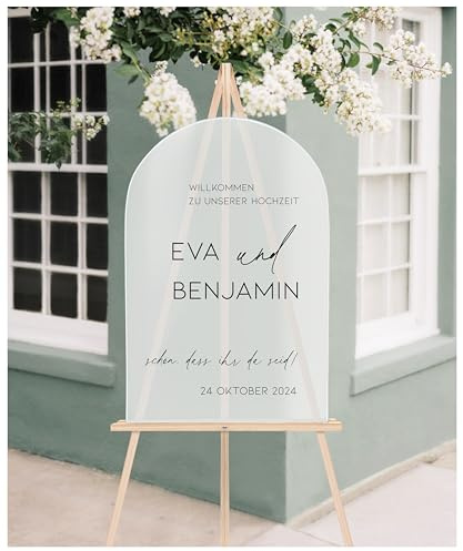 Manschin-Laserdesign Willkommensschild Aluverbund personalisiert - Made in Germany - Welcome Willkommen Schild für Hochzeit (60x40cm)