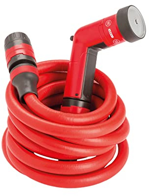 FITT YOYO 10 m, Flexibler Wasserschlauch für den Garten, mit Multifunktions-Pistole, Rot