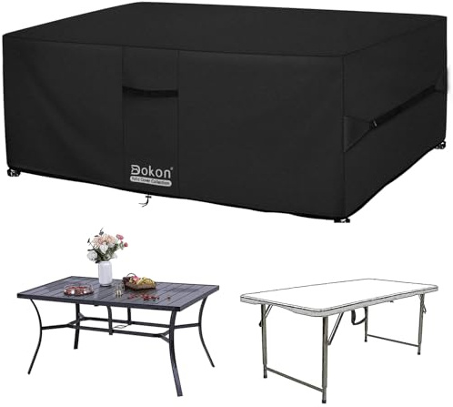 Dokon Abdeckung für Gartenmöbel Wasserdicht, 125x63x74cm, Gartentisch Schutzhülle mit Belüftungsöffnungen, Robustes 420D Oxford-Gewebe Staubfest Anti-UV Abdeckplane für Terrassenmöbel, Sitzgruppe