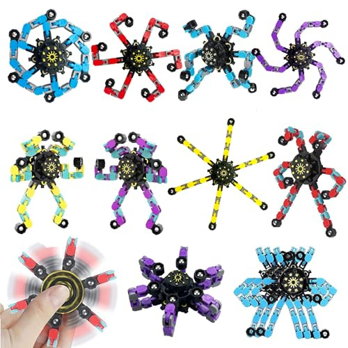 Transformable Fidget Spinner, Robot Finger Toy with Chain, Stress Relief Toy for Adults and Teens (10)