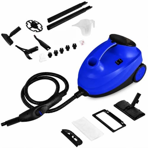 RELAX4LIFE Dampfreiniger 2000W, Dampfdruck: 4 bar, Tank: 1,5 L, Dampfzeit: bis 45 Min., bis 108°C, Dampfsauger mit LED-Licht & Überhitzungsschutz, inkl. 19 Zubehör, für Böden, Teppiche, Sofa (Blau)