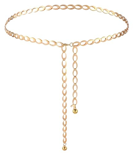 Andibro Taillenkette für Damen und Mädchen - Verstellbarer Metall Kettengürtel für Jeans und Hosen