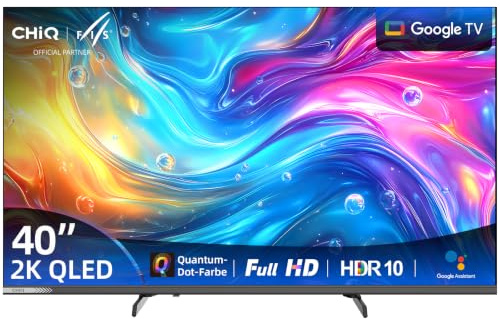 CHiQ L40QST 40 Zoll QLED Pro Google TV, Full HD, HDR10, Dolby Audio | QLED Pro, Full HD, HDR10, Dolby Audio, dbx-tv, Google TV, Google Assistant, Apple AirPlay, Bluetooth 5.0, rahmenloses Design